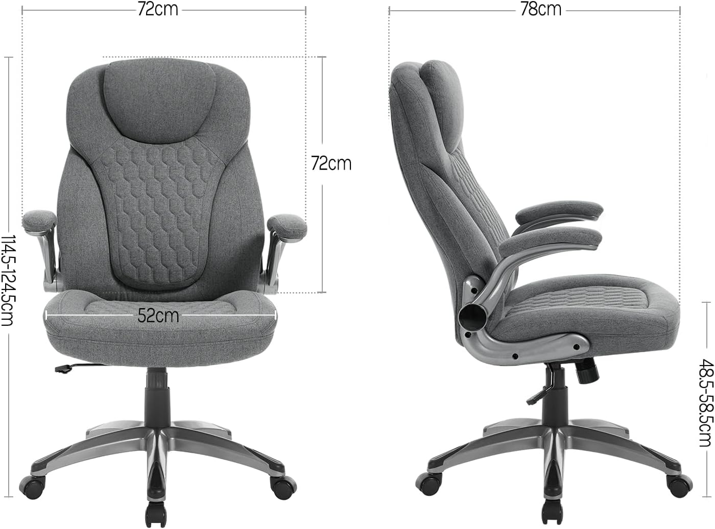 Thumbnail 2 de WOLTU Bürostuhl 200 kg, ergonomischer Chefsessel mit Kopfstütze und Armlehnen – Grau