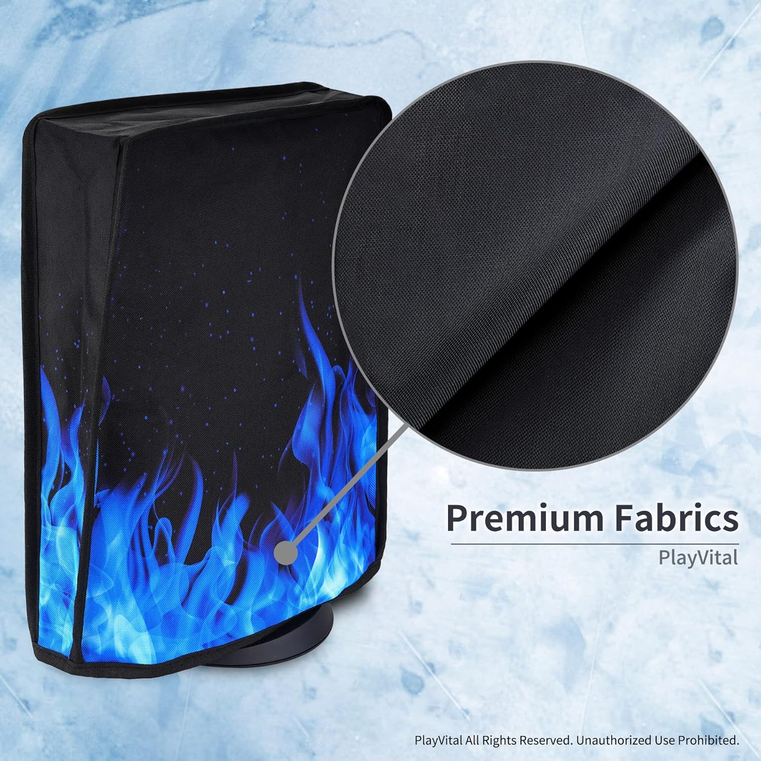 Detalle 2 de playvital Dust Cover for PS5: Waterproof, Anti-Scratch Protection for Digital and Disc Editions (Blue Flame)
