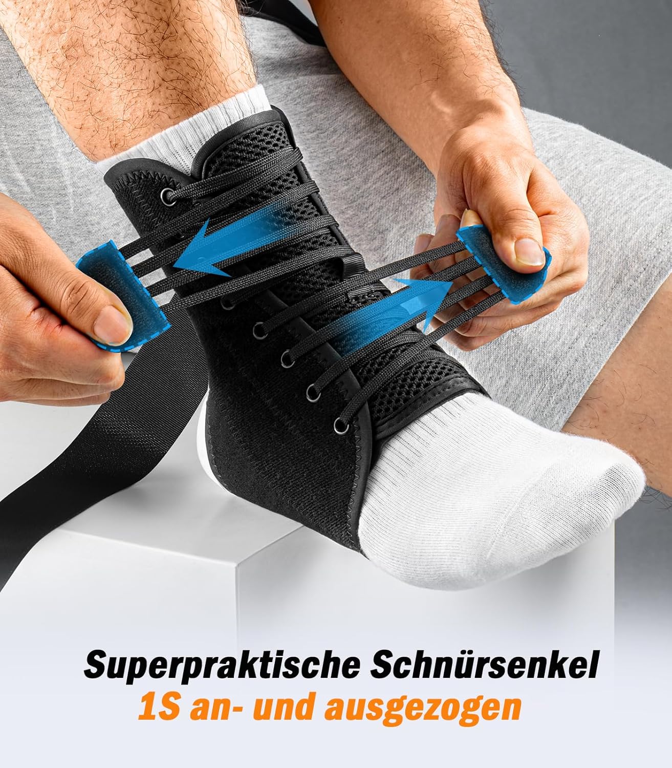 Detalle de WHCOOL Knöchelbandage für verstauchte Knöchel, Klettverschluss, atmungsaktiv, 2 Stützpads, 360° Stabilität