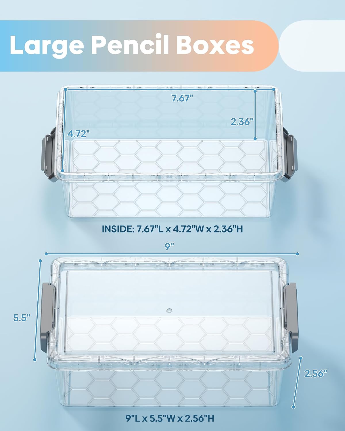 Detalle 2 de BiuLeon U4 Pencil Box Set, 8-Pack Stackable Clear Plastic Organizers