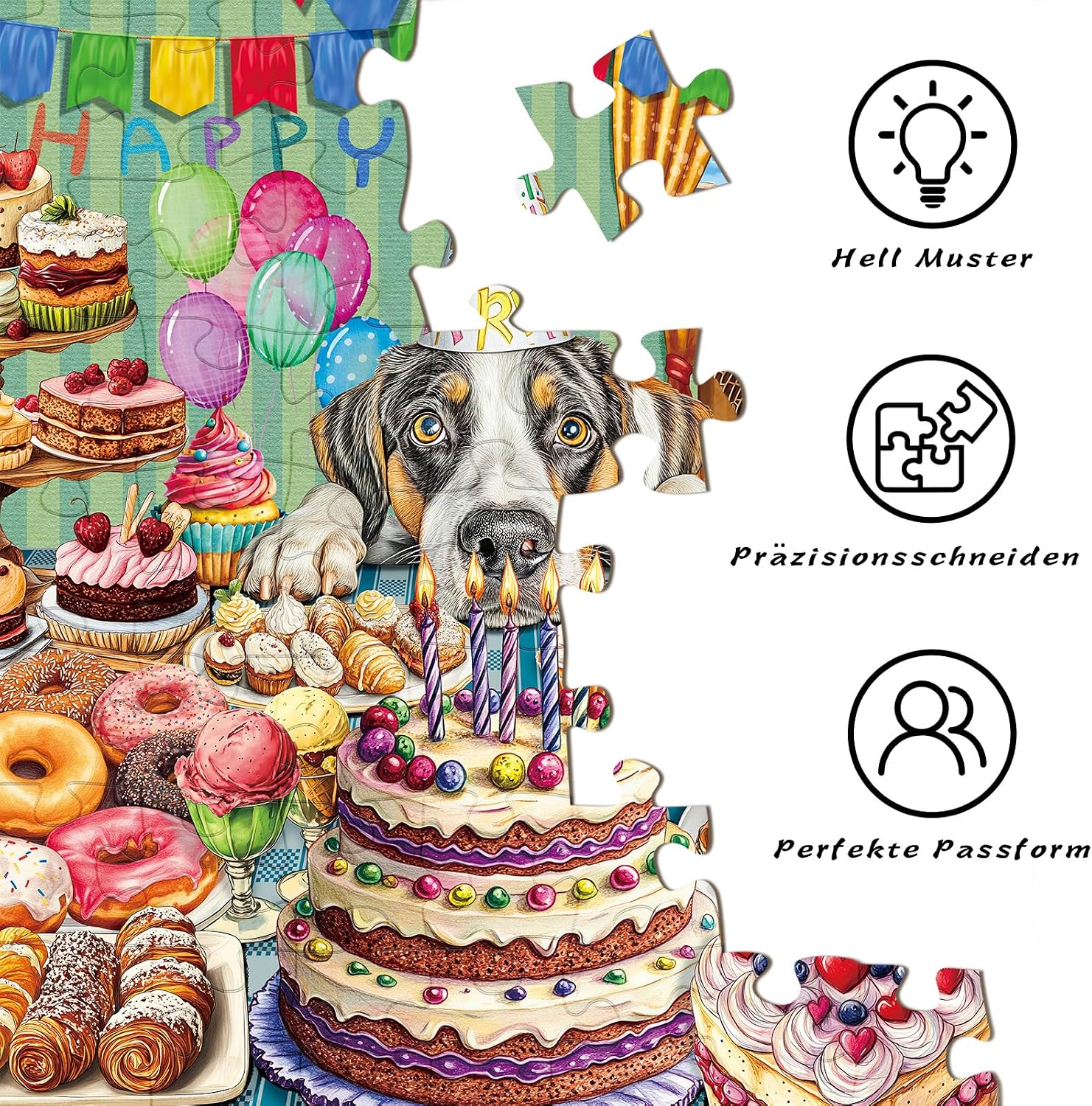 Thumbnail 5 de HUADADA Puzzle 1000 elementów z motywem psa, 70 × 50 cm