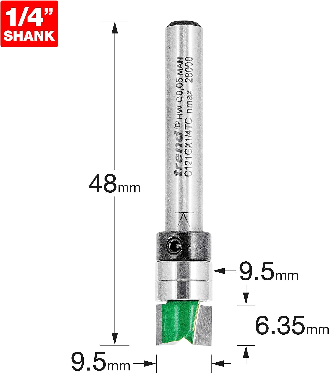 Thumbnail 1 de Trend C121GX1/4TC – frez profilujący z łożyskiem, Ø9,5 mm, trzpień 1/4″