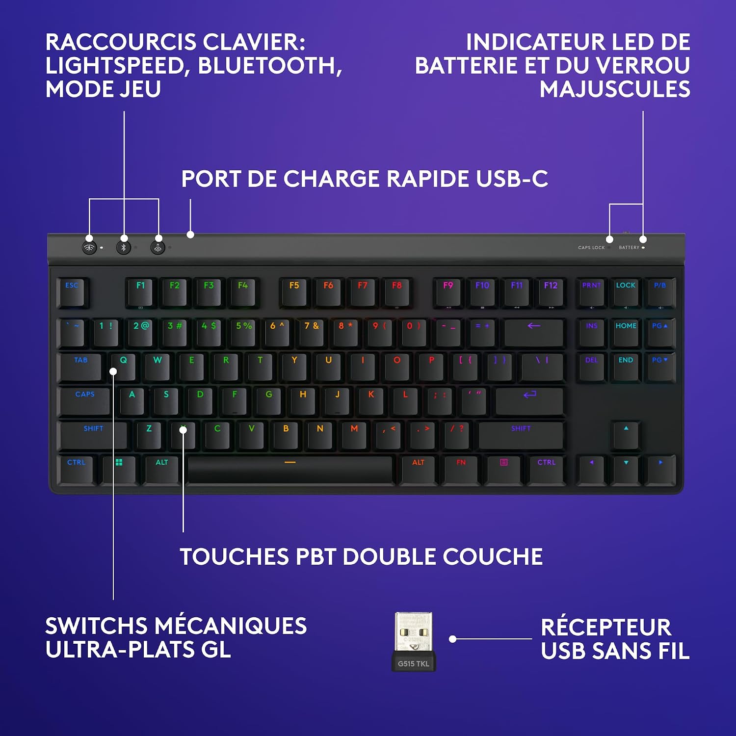 Thumbnail 5 de Logitech G G515 Clavier gaming TKL 36h