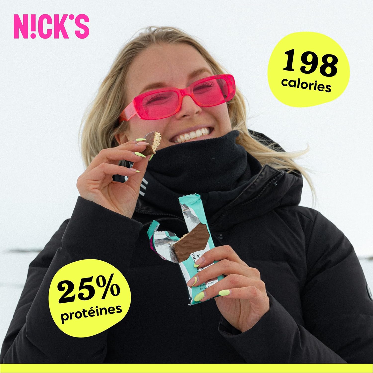 Thumbnail 1 de N!CK'S NICKS Barre protéinée sans sucres ajoutés (gaufrette proteinée) chocolat, 40 g
