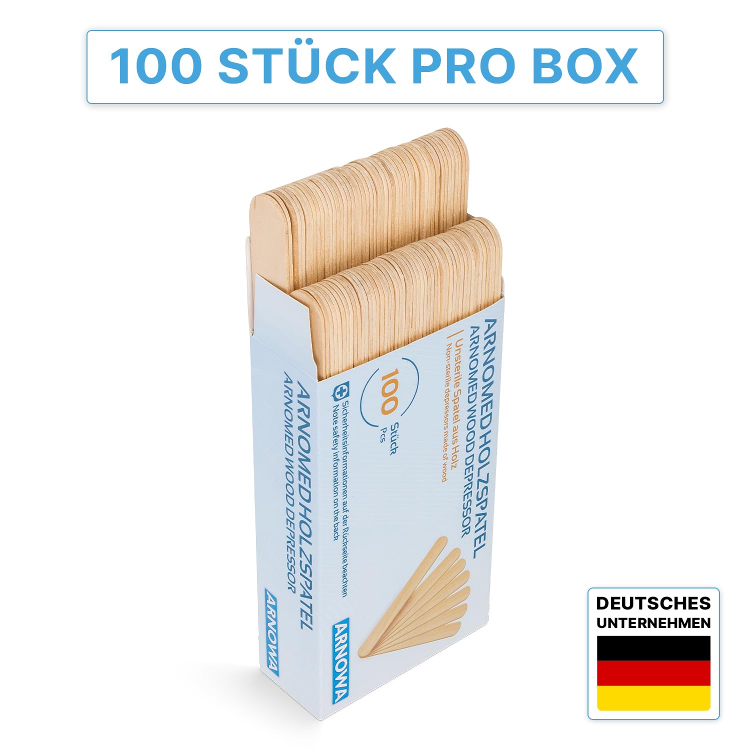 Thumbnail 6 de ARNOMED Holzspatel (100x) aus Birke – Holzstäbchen für Eis, Basteln & Waxing