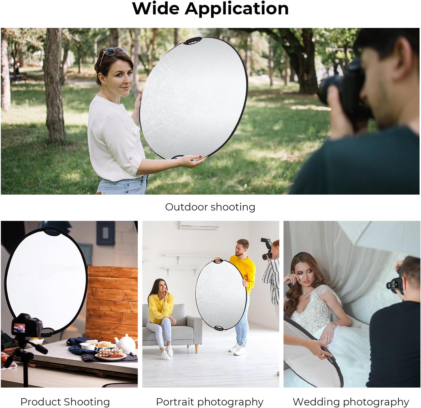 Detalle 2 de K&F CONCEPT 5-in-1 Reflektor Fotografie 80 cm (32 Zoll) – faltbarer Reflektor mit Tragetasche & Doppelgriff