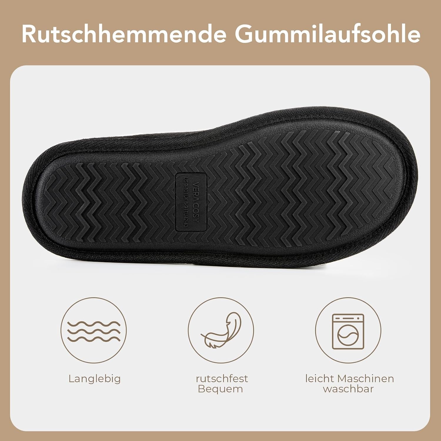 Thumbnail 5 de VeraCosy Männer Pantoffeln Gedächtnisschaum Innen
