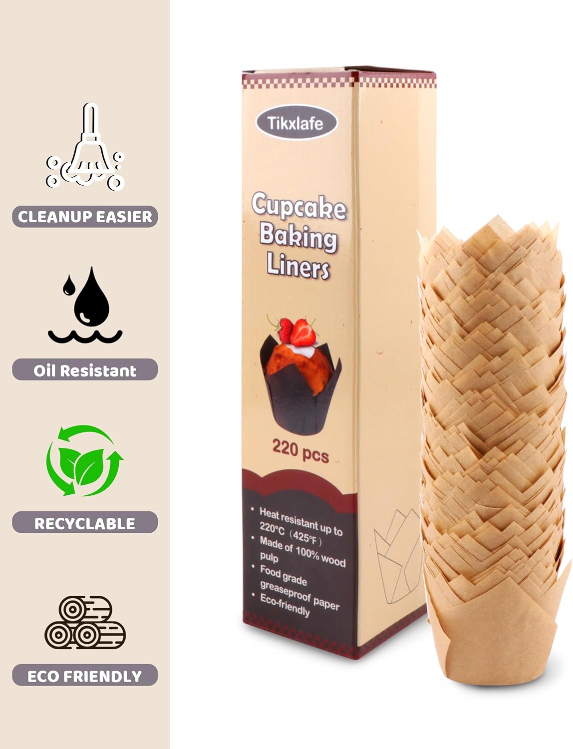 Detalle de Tikxlafe Tulip Cupcake Liners, Unbleached Paper