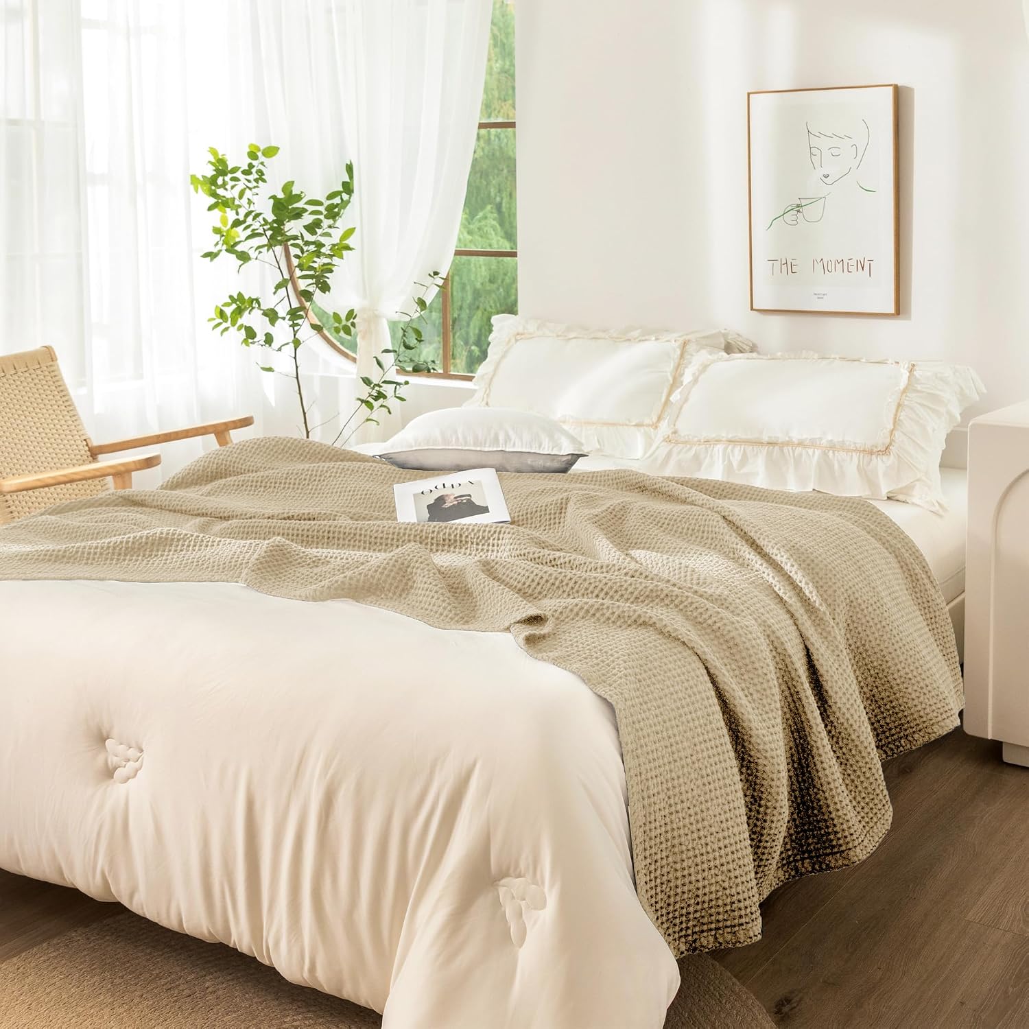 Thumbnail 6 de CHUFFED Decke aus 100% Baumwolle 150 x 200 cm – weiche Tagesdecke mit Waffelmuster