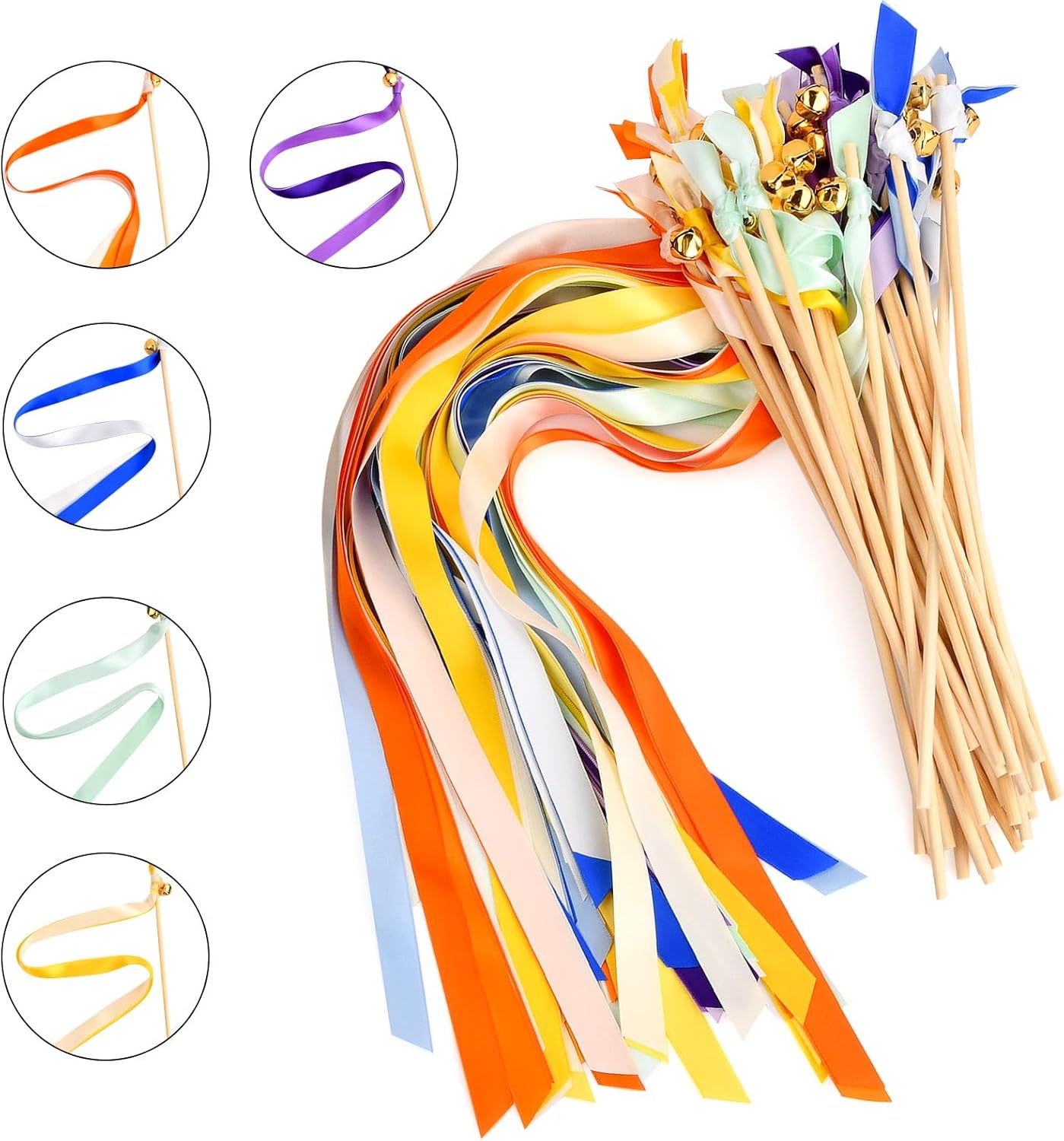 Thumbnail 2 de Wedding Party Ribbon Wands mit Glocke – 30 Band-„Zauberstäbe“ für Hochzeit, Geburtstag & Party