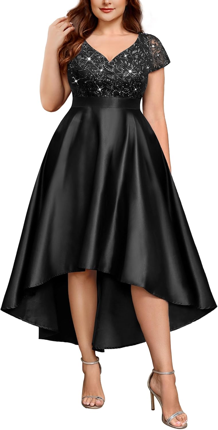 Thumbnail 6 de MISSMAY plus size vintage double V-neck sequin & embroidery wedding guest dress