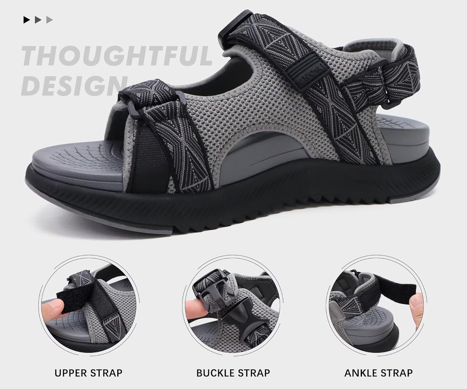 Thumbnail 2 de ONCAI Men’s Hiking Sandals with Arch Support, Breathable Mesh & Adjustable Straps