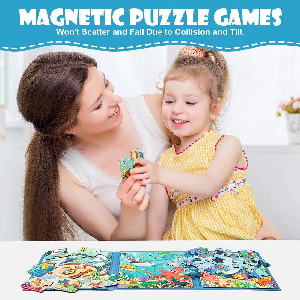 Thumbnail 6 de Aolso Puzzles Magnétiques pour Tout-Petits – Livre puzzle magnétique d’apprentissage Exploration sous-Marine (3–5 ans)