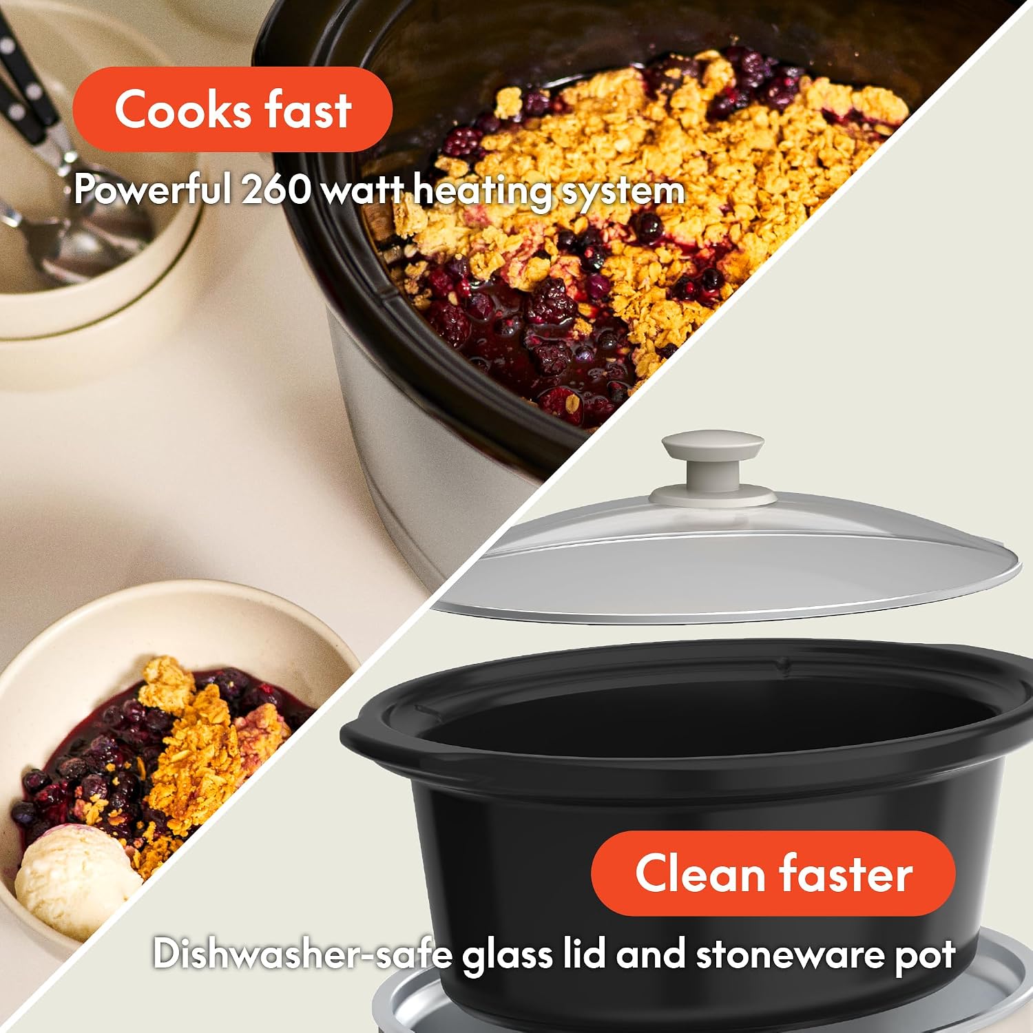 Detalle 2 de bella 6.0 Qt Manual Slow Cooker with EverGood Ceramic Nonstick Coating