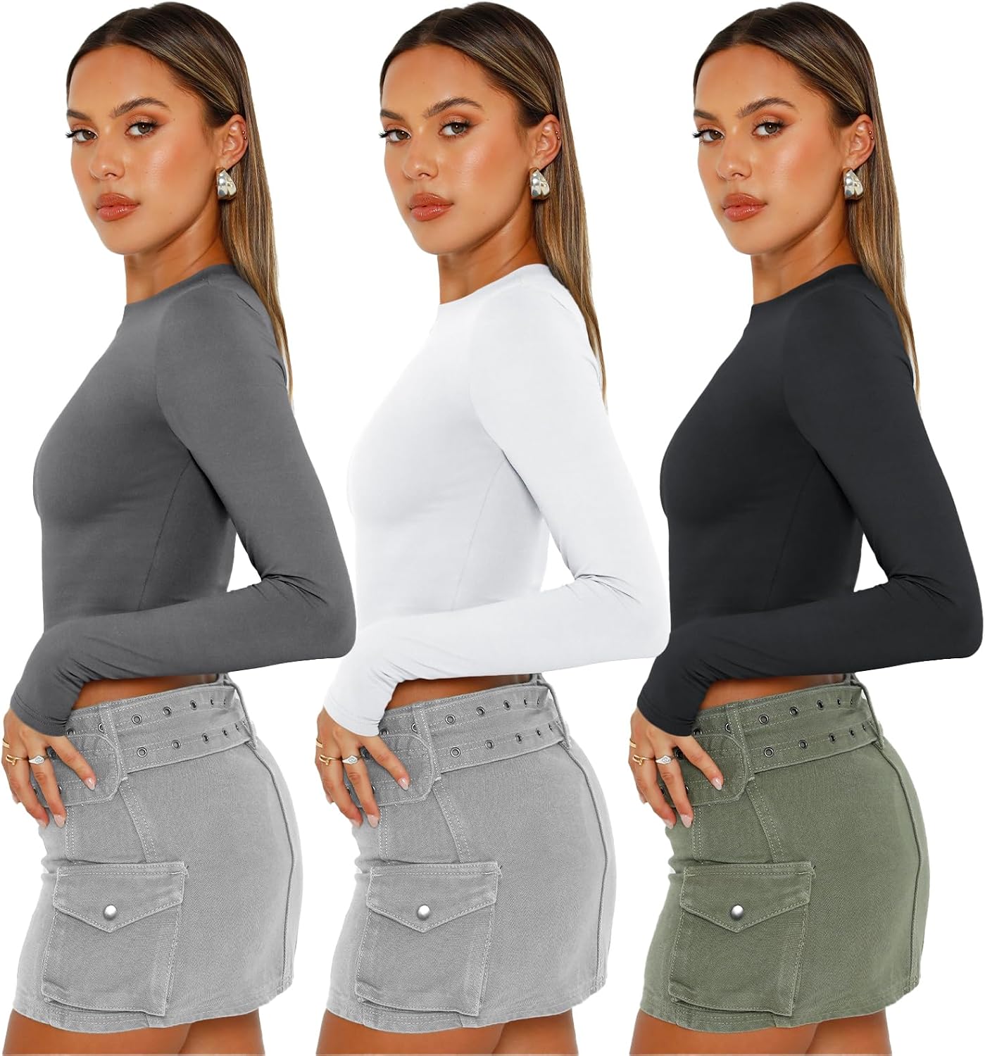 Detalle de AUTOMET Women's Long-Sleeve Tops, 3-Pack