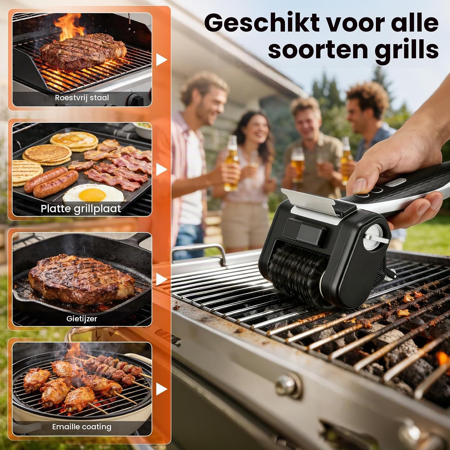 Detalle de VeftBltrem 0GZ4SA0000001 elektrische grillborstel met led en 4000 mAh