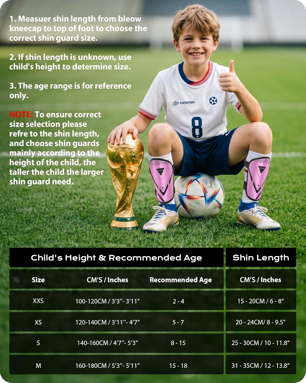Thumbnail 6 de CE Certified Airsfish Kids Soccer Shin Guards (Youth Youth Sizes XXS–M) — 1 Pair