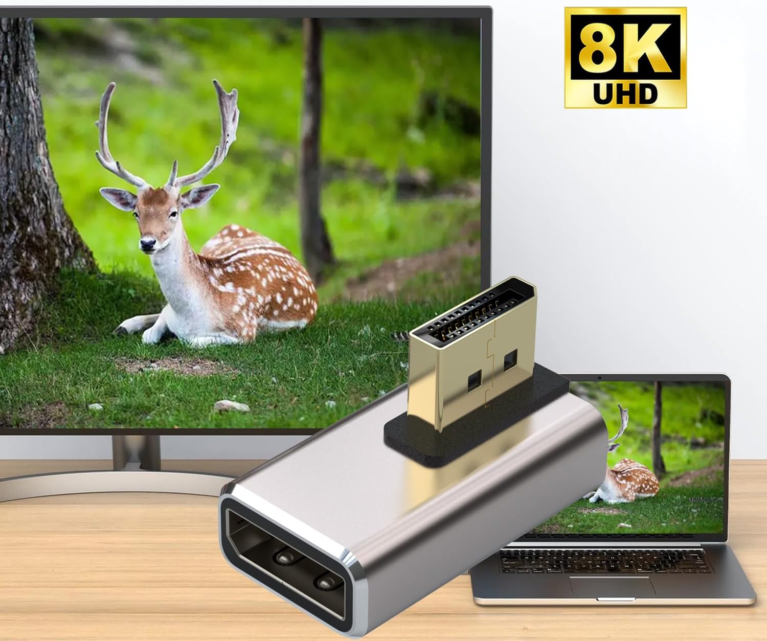 Thumbnail 4 de VMOJO DisplayPort-Koppler-Adapter (90°), DP 1.4 Stecker-auf-Buchse, 8K@60Hz, 2er-Set