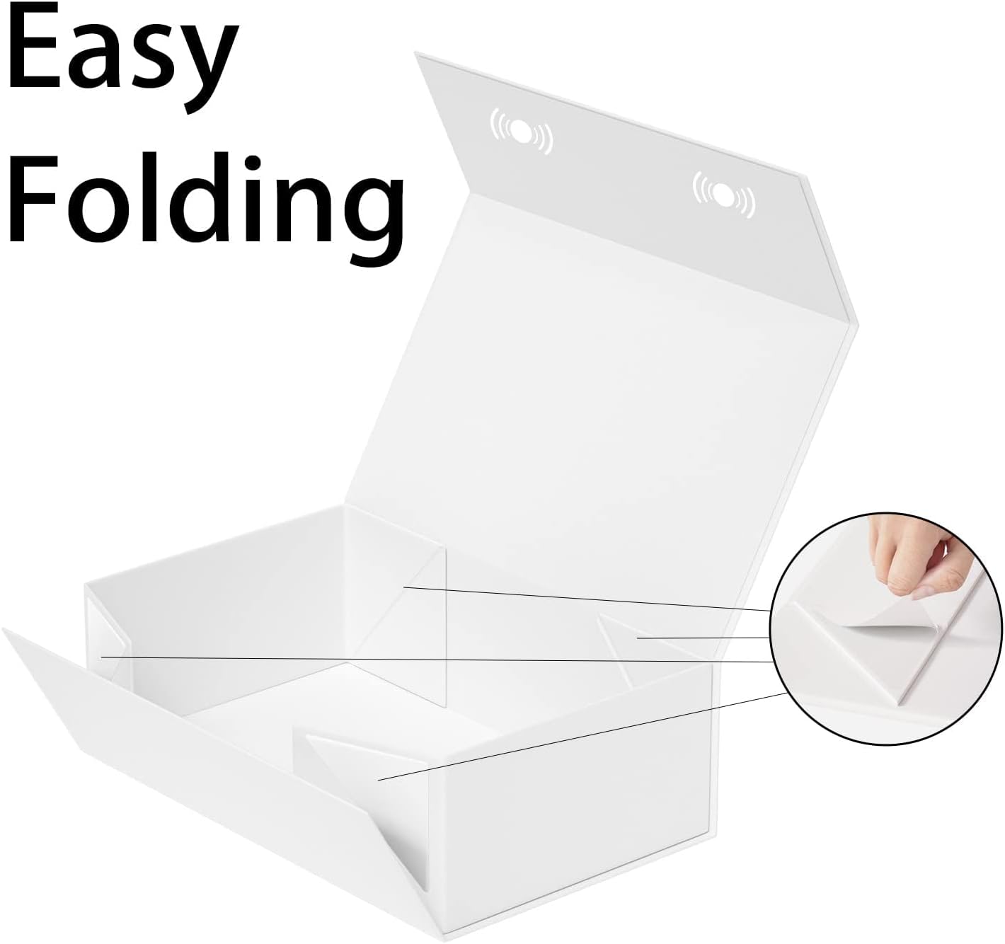 Thumbnail 2 de eascity 1 Pack Rectangle Gift Boxes (24 x 15 x 7.6 cm) with Magnetic Lids – Collapsible White Present Boxes