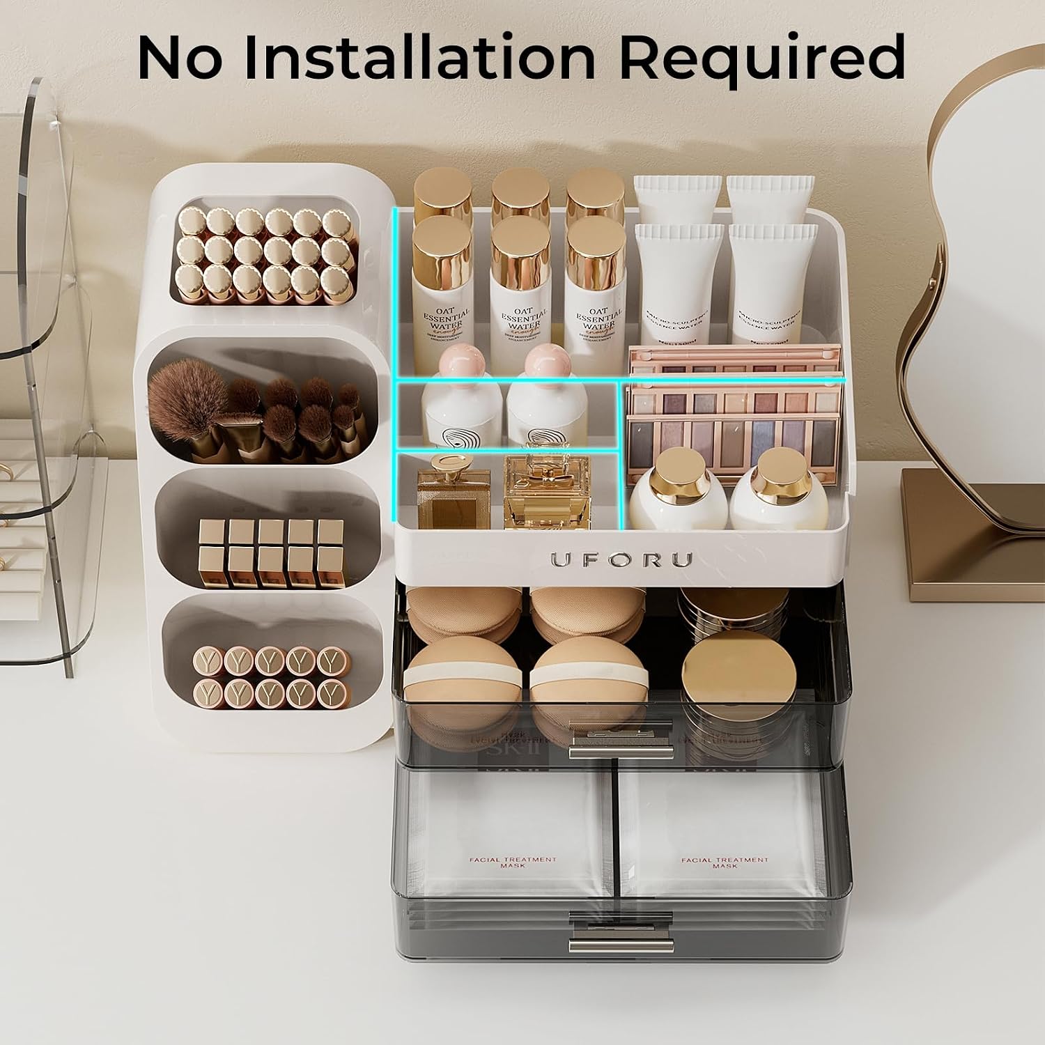 Thumbnail 4 de UFORU Makeup Organizer 2-drawer Vanity Organizer 💄