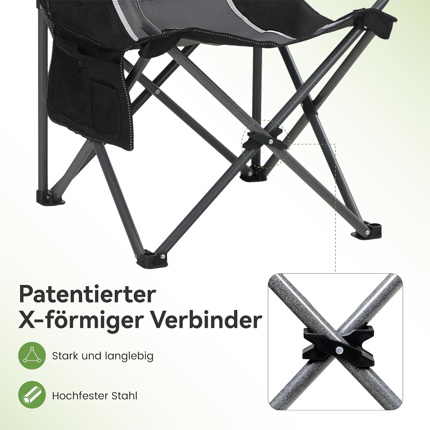 Thumbnail 2 de LET'S CAMP Campingstuhl Klappstuhl Faltbar Angelstuhl XL mit Getränkehaltern und Tragetasche – 160 kg Tragkraft