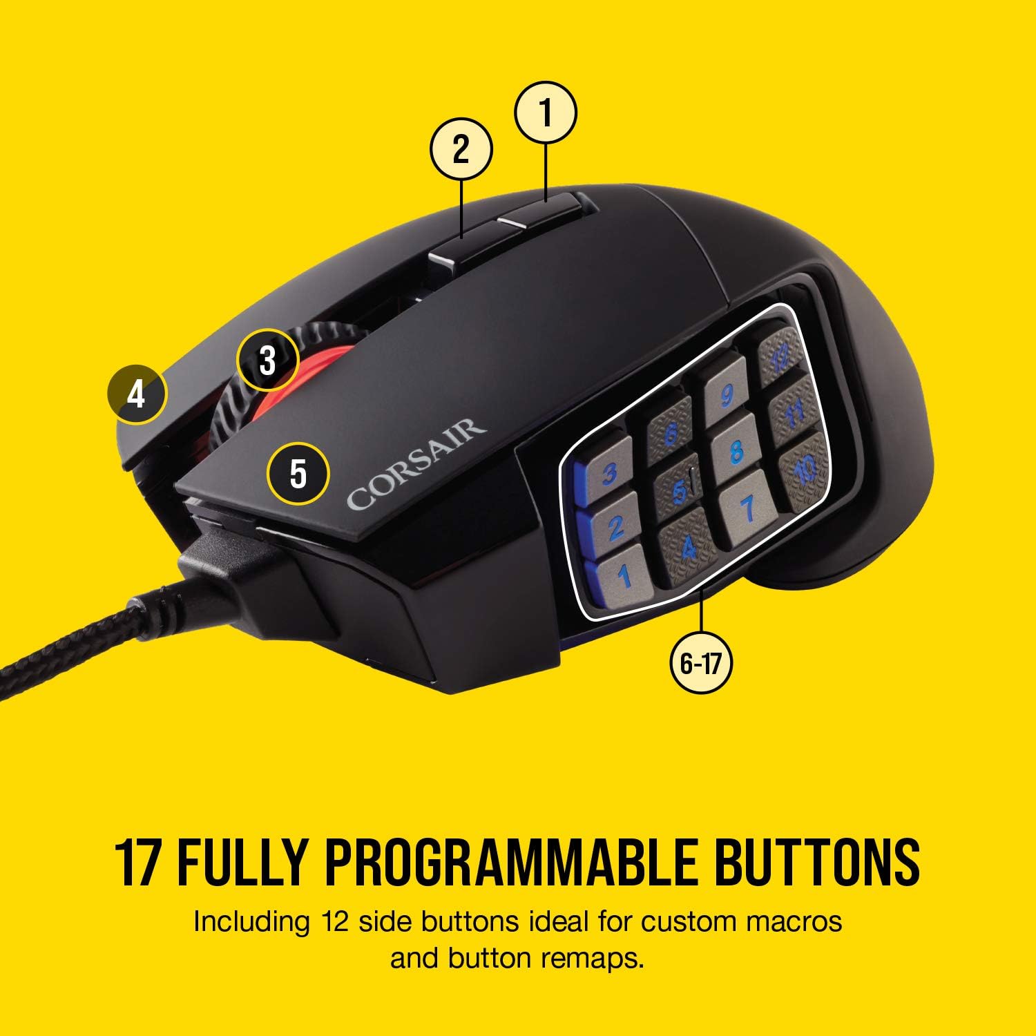 Detalle de Corsair SCIMITAR RGB ELITE — MOBA/MMO Gaming Mouse
