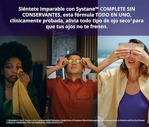 Detalle de Systane Complete gotas oftálmicas sin conservantes, envase de 10 ml
