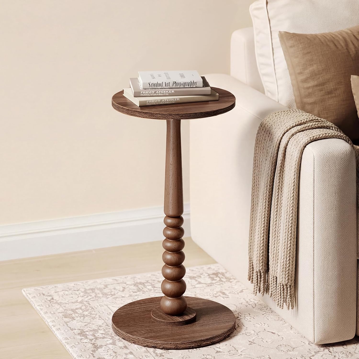 Detalle de VASAGLE MARIEL Collezione – Tavolino Rotondo in Legno, stile rustico, Ø30 cm × 55 cm