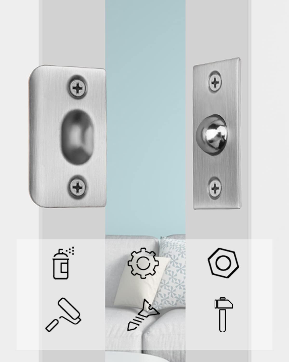 Thumbnail 5 de Jiayi Ball Door Catches for Internal Doors (2 Pack) – Roller Ball Catches with Adjustable Tension