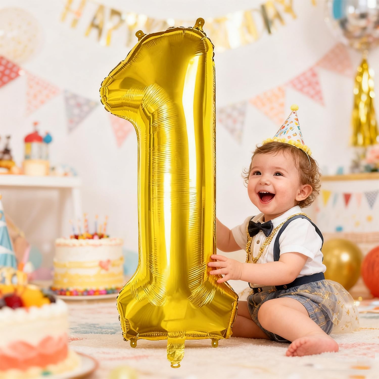Thumbnail 1 de Smlpuame Gold Number 1 Balloon 40 inch