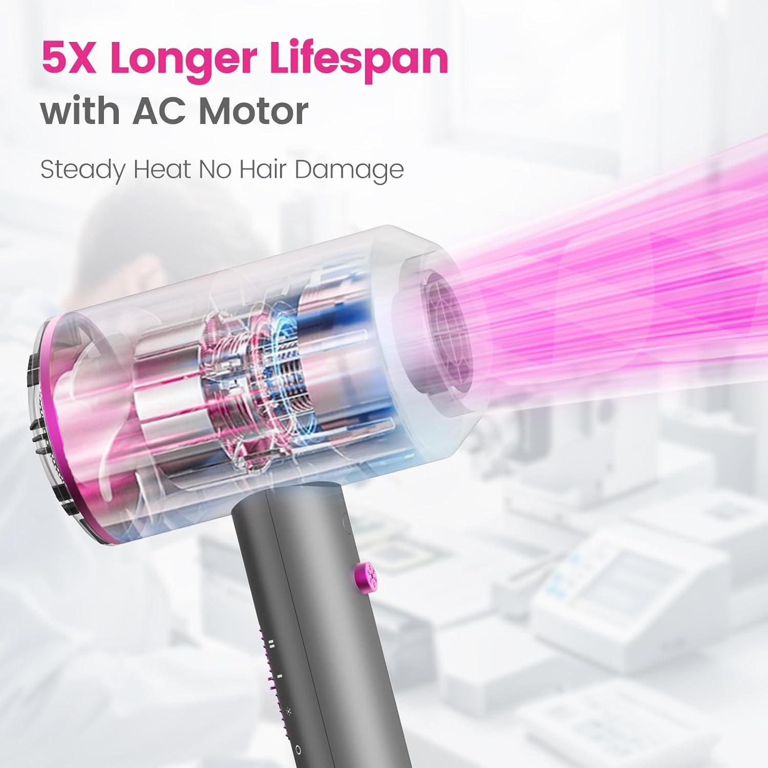 Thumbnail 1 de Dekuri Hair Dryer Professional Ionic Hairdryer with 2 Speeds, 3 Heats, Cool Shot, Diffuser & 2 Concentrators