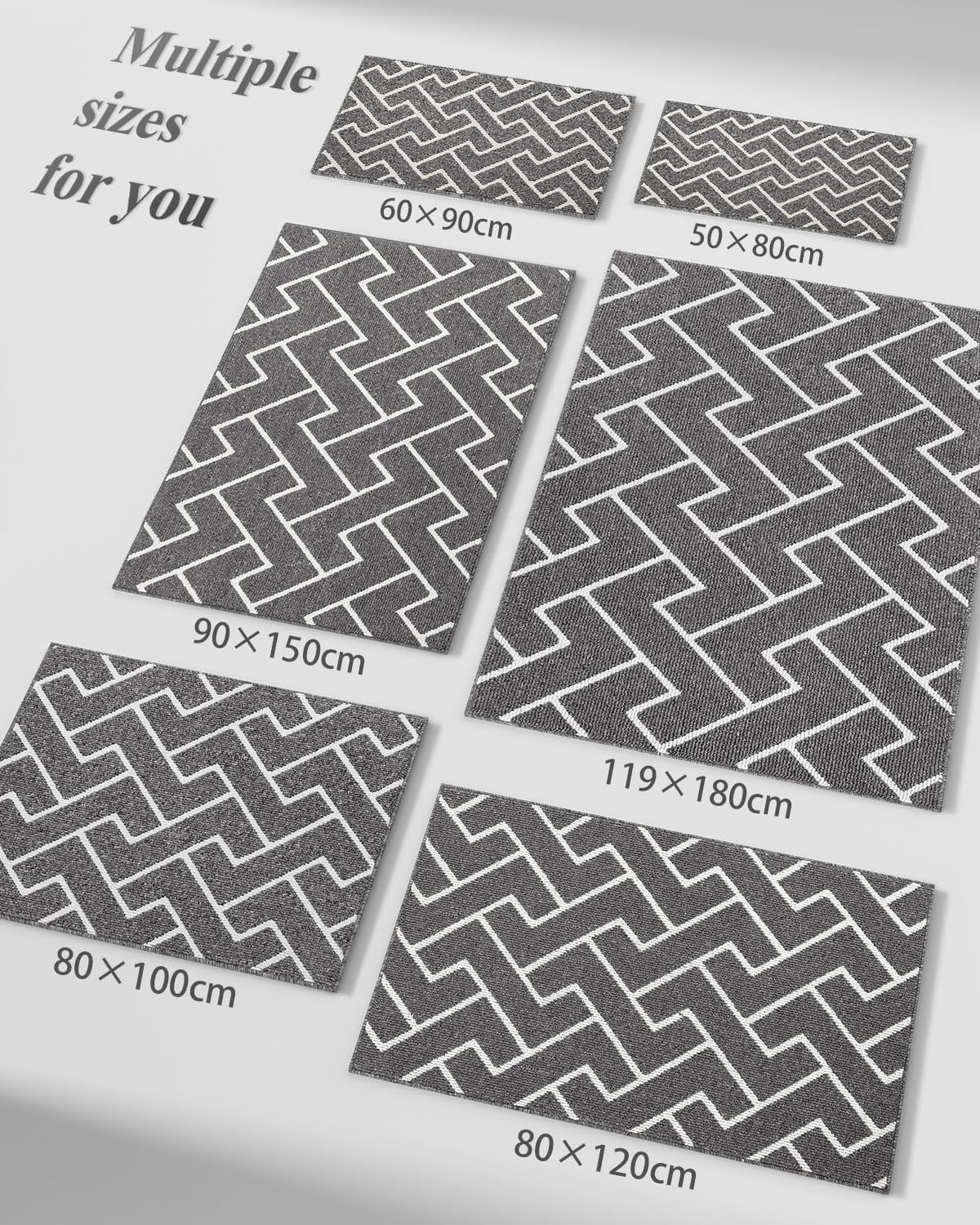 Detalle de Biscpro 50 x 80 cm Indoor Doormat, Washable Grey Polypropylene