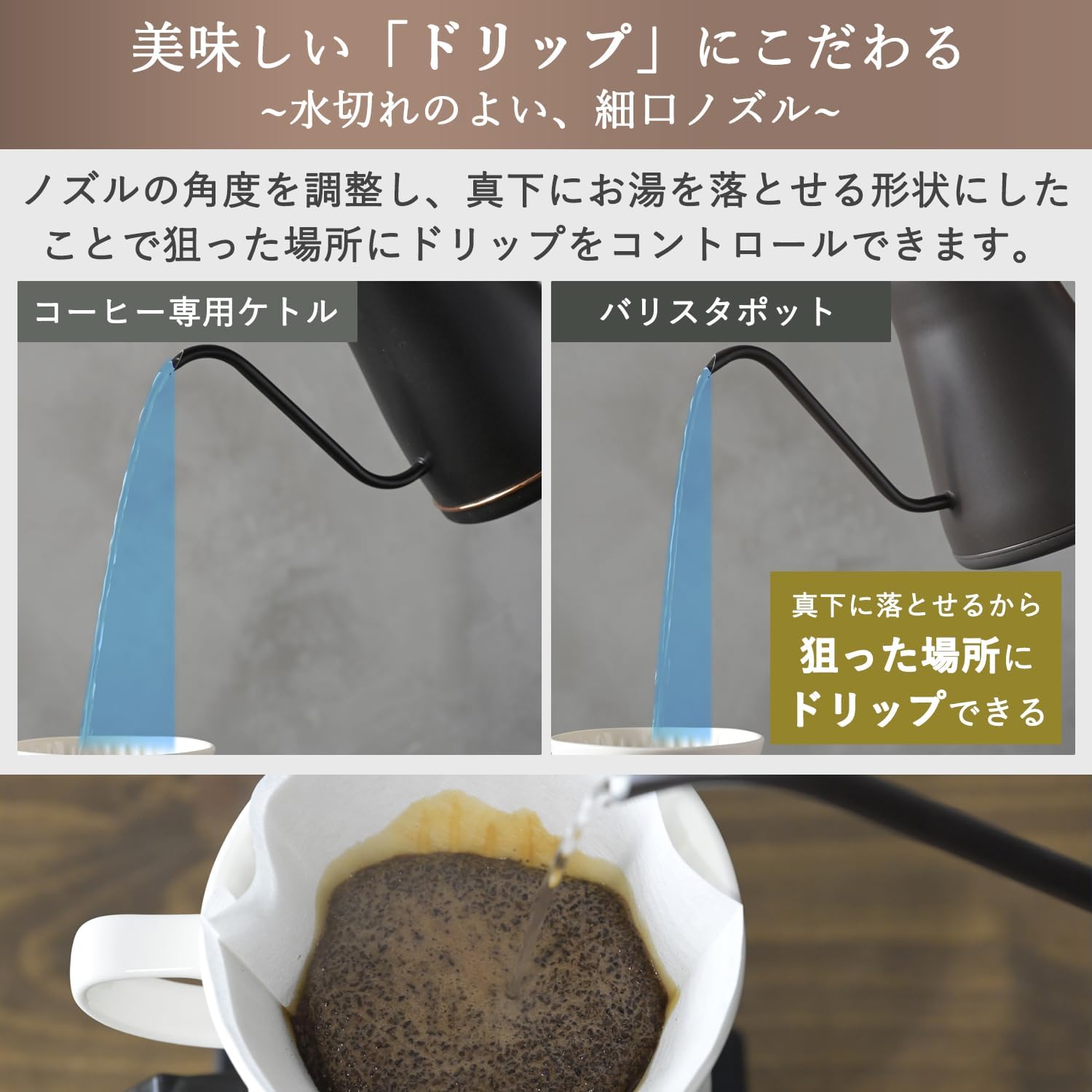 Detalle de 山善 YKR-SC1280(CBB) 電気ケトル 0.8L|細口ノズル・温度調節・カウントアップ表示