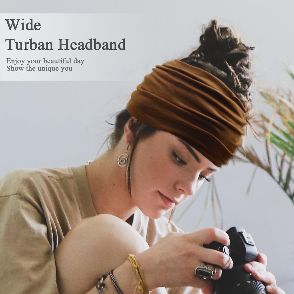 Detalle 2 de Sefiinh 6-Pack Wide Headbands, Stretchy Polyester-Spandex Hair Bands