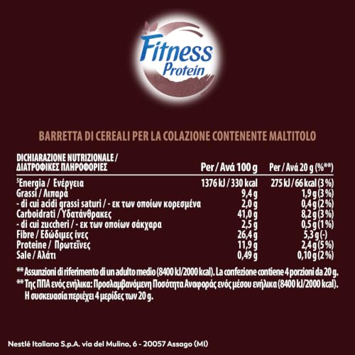 Detalle 2 de FITNESS Protein Barrette Cereali Integrali al Cacao – 24x20 g
