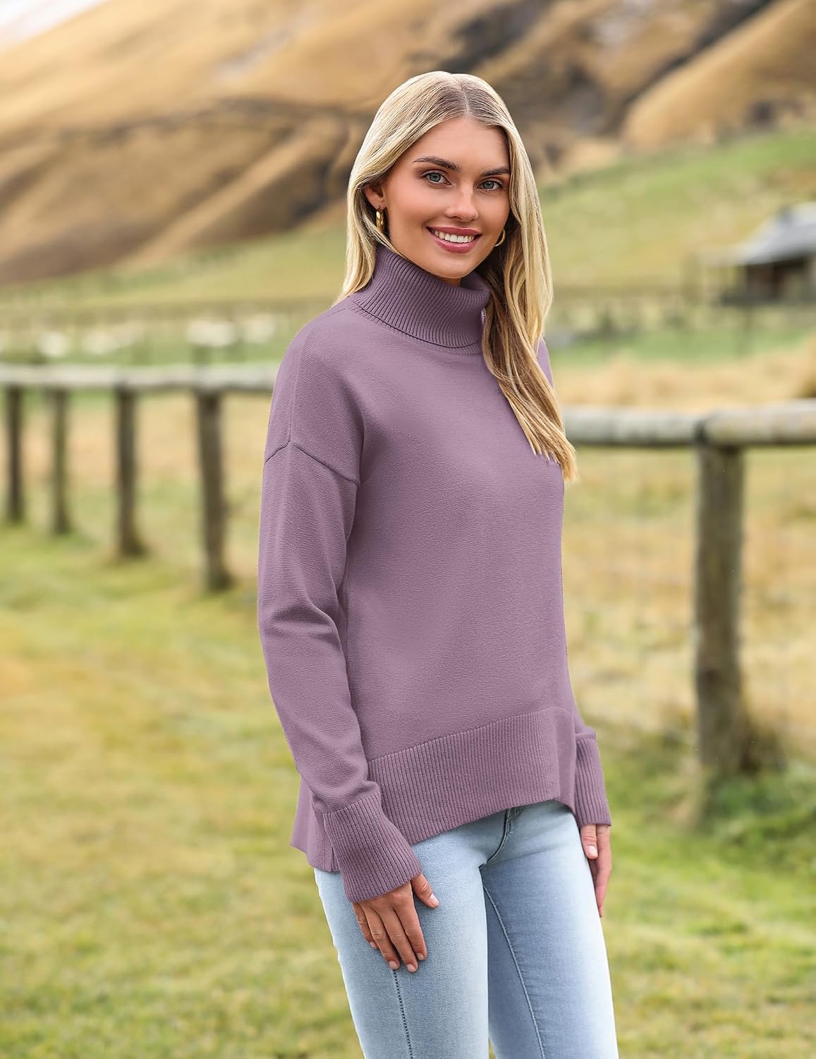 Detalle de Zeagoo Turtleneck Sweater High‑Low Hem 2026