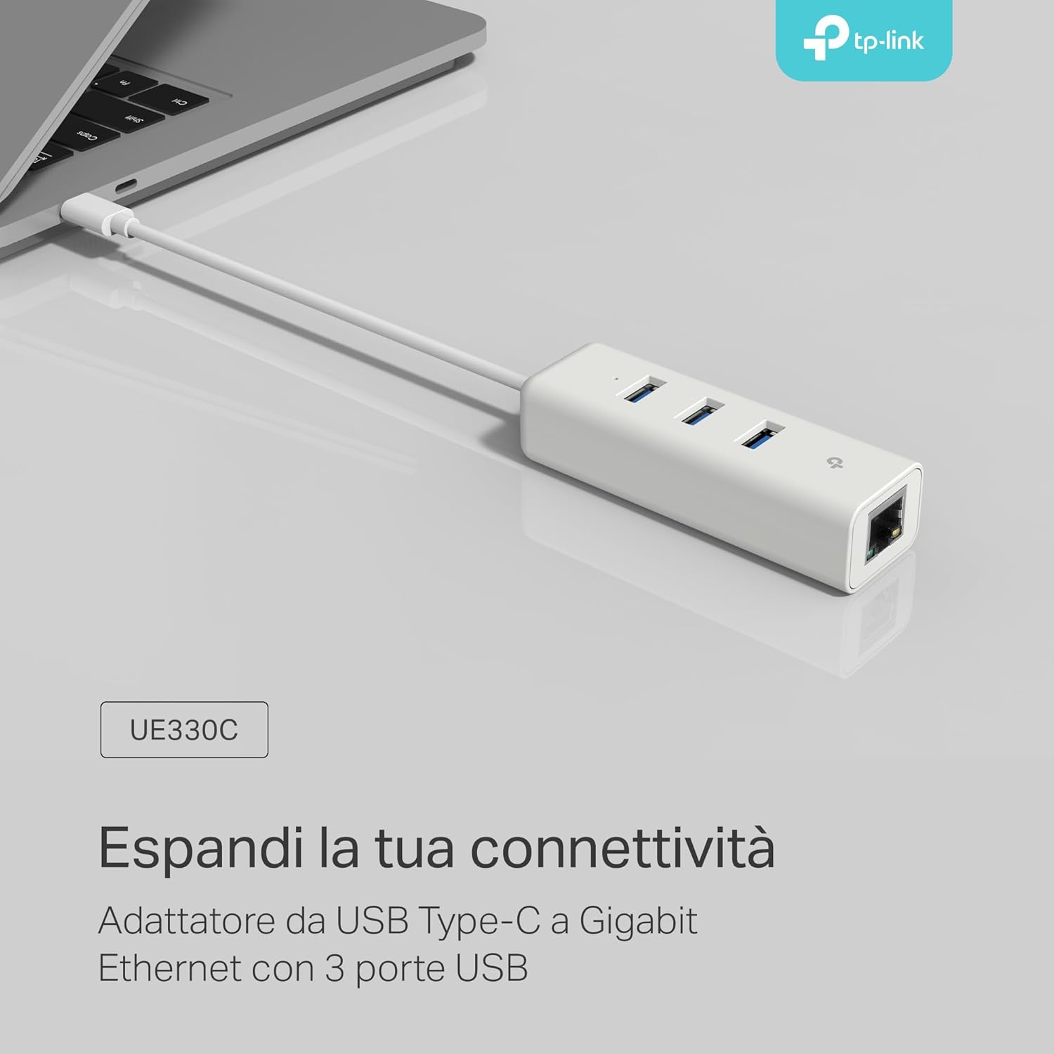 Detalle 2 de TP-Link UE330C Adattatore USB Ethernet 3 porte