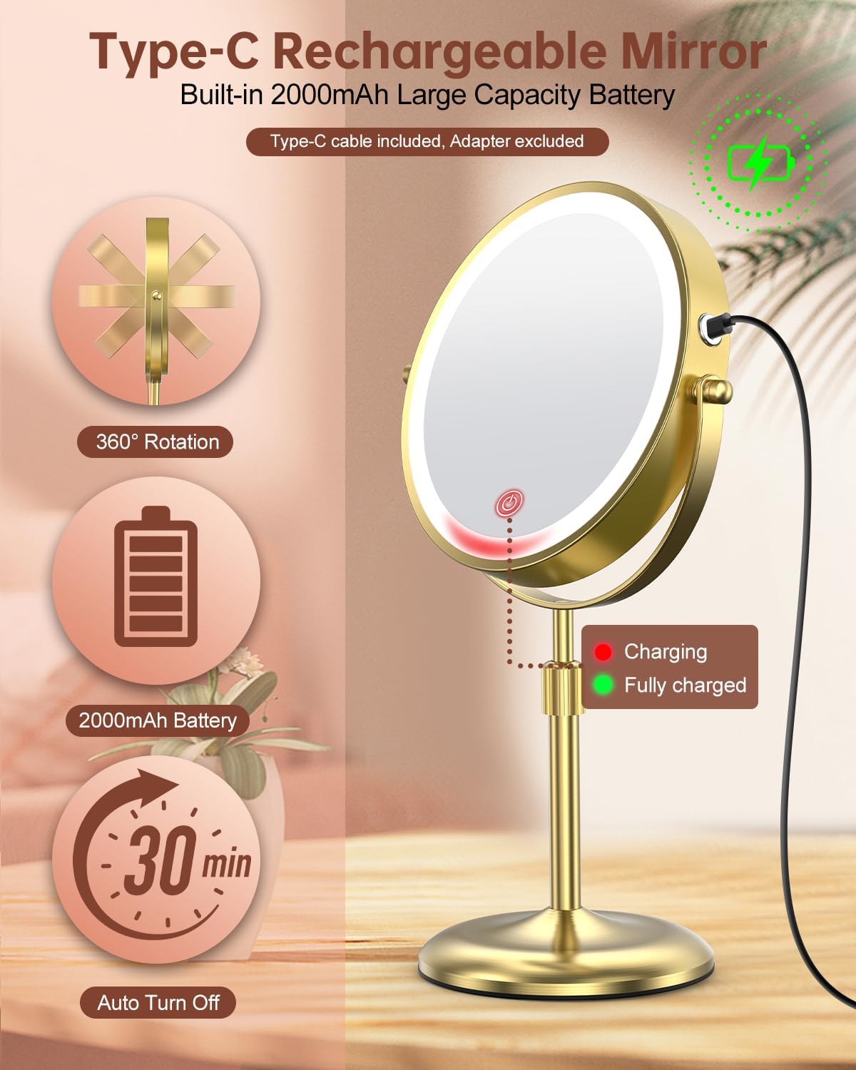 Thumbnail 4 de Benbilry 7-inch 10X LED Makeup Mirror with 3 Lights 💄
