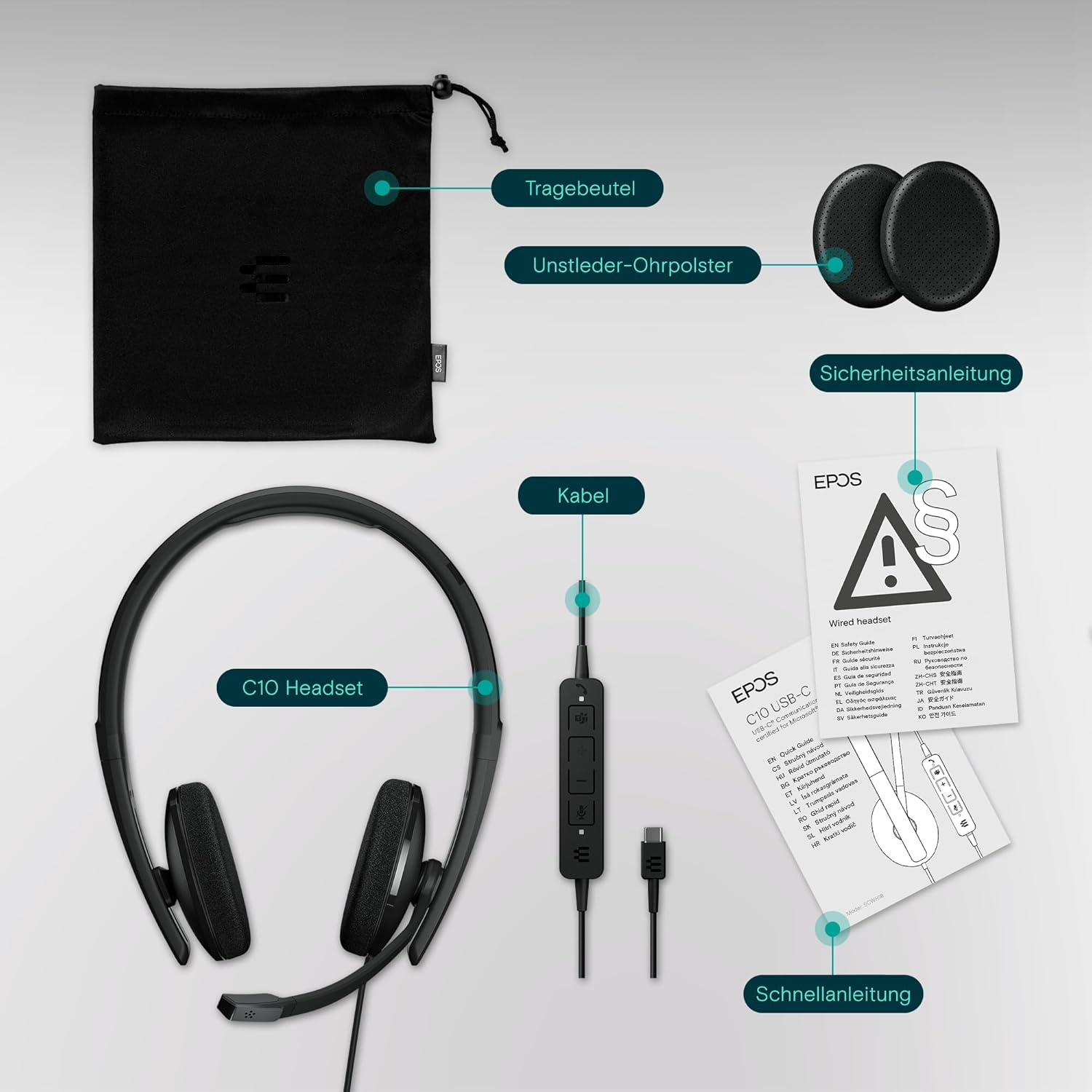 Thumbnail 4 de EPOS C10 USB-Headset mit Mikrofon und flexibler USB-C-Verbindung (BrainAdapt, Teams-Taste)