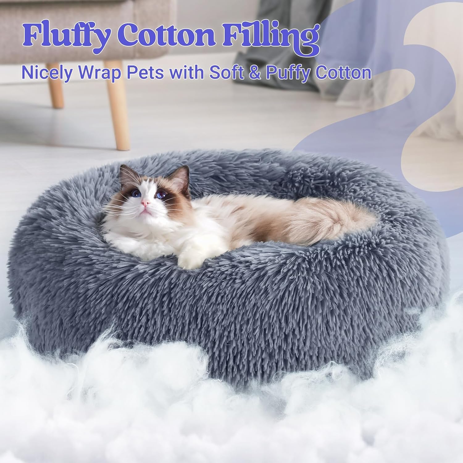 Detalle de rabbitgoo Donut Cat Bed, 20-inch