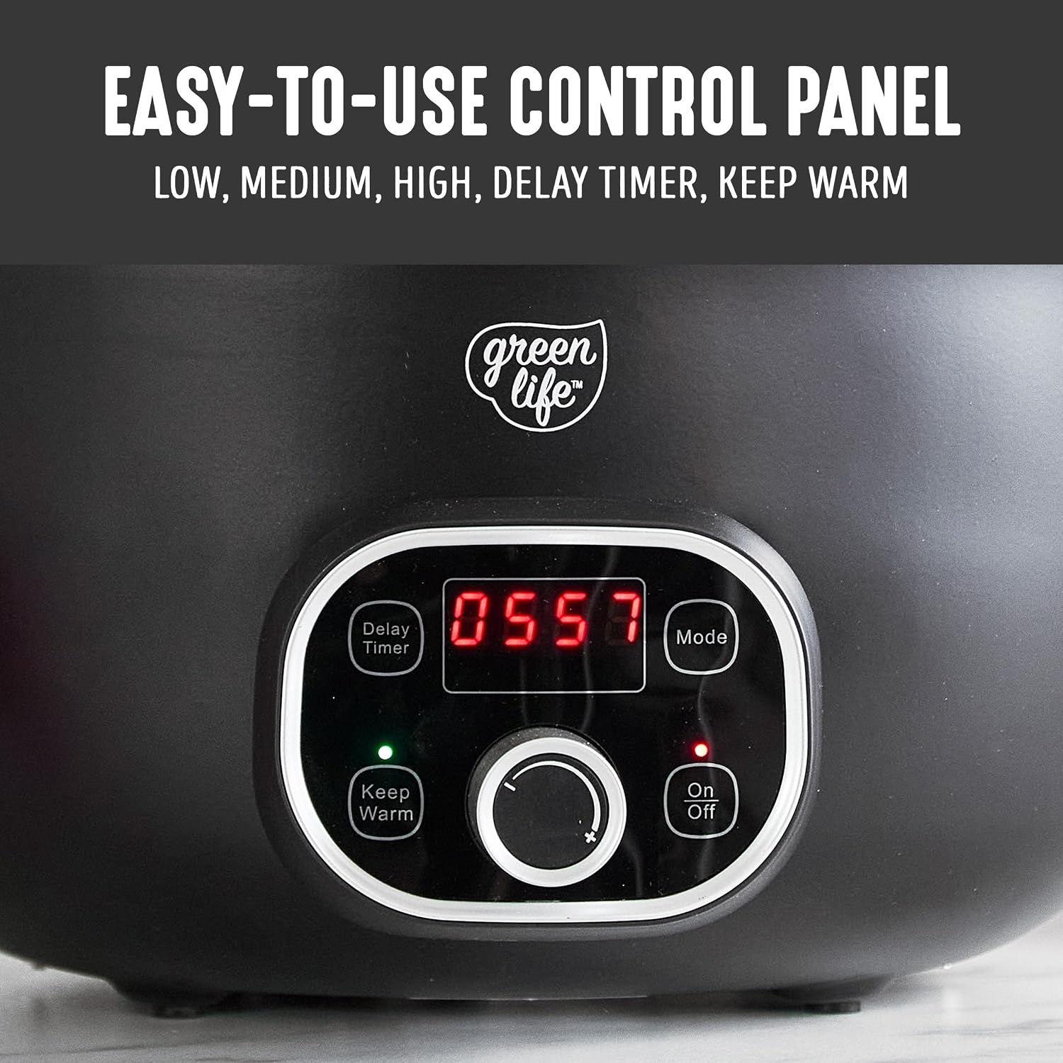 Detalle 2 de GreenLife 6QT Slow Cooker PFAS-Free Ceramic Crock 🍲