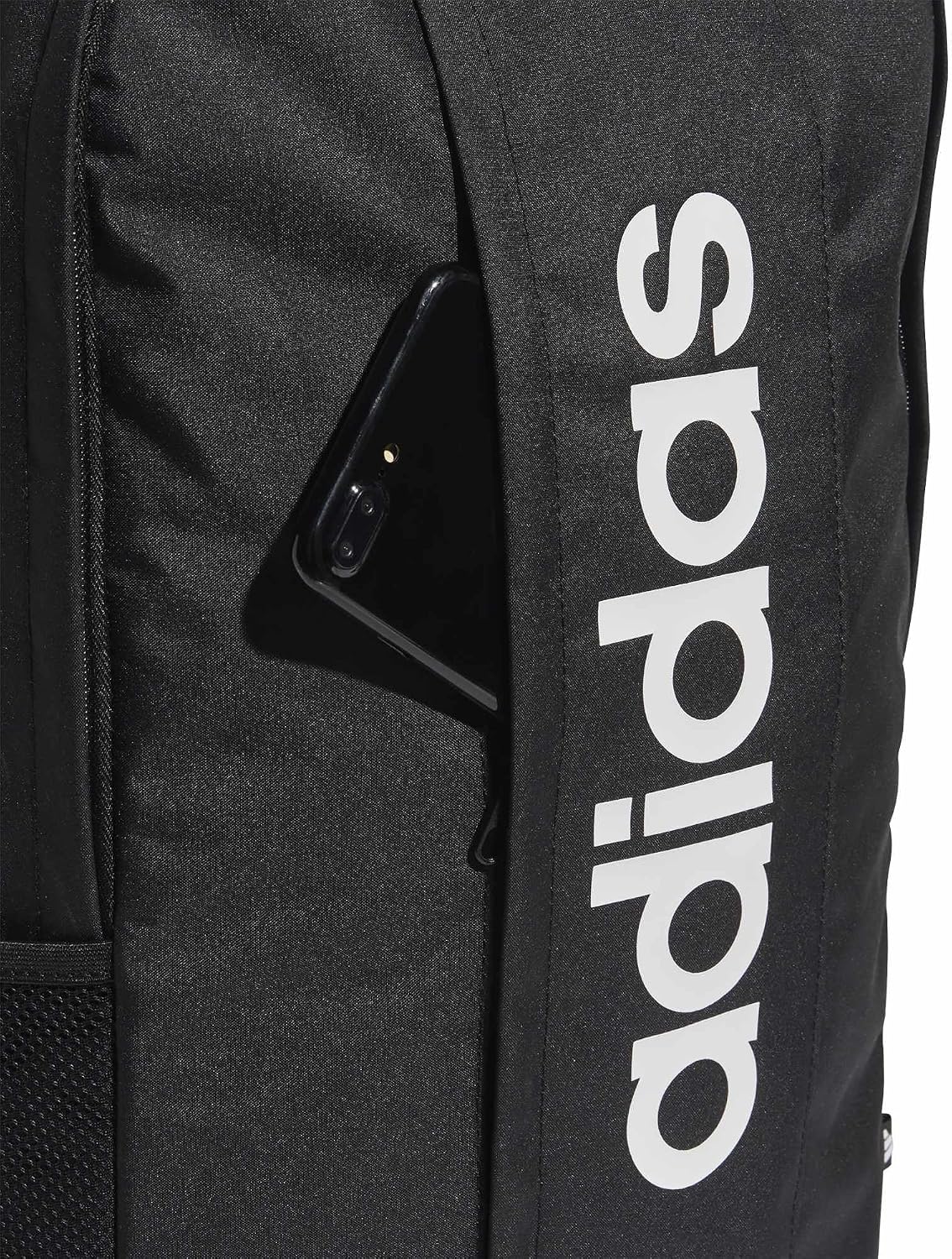 Detalle de adidas Unisex Linear Backpack – Black/Black/White, 18.5 L