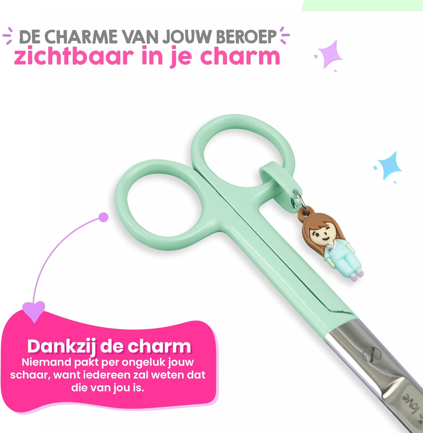 Detalle de Nurse is Love NIL-SC-STRAIGHT-55-GREEN – nożyczki Mayo, zielone, zaokrąglona końcówka
