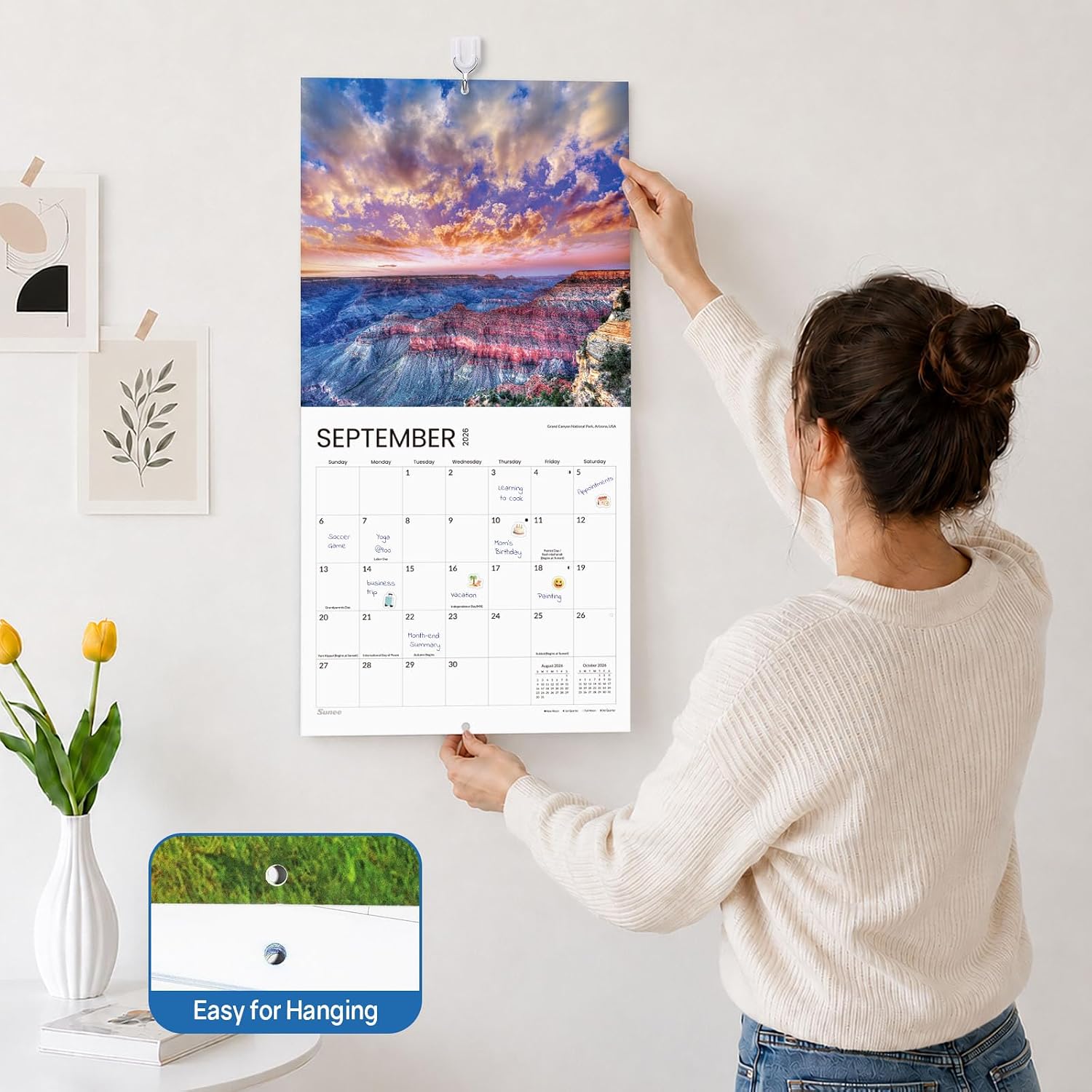 Detalle de SUNEE 2026-2027 Wall Calendar, 16-Month World National Parks Edition