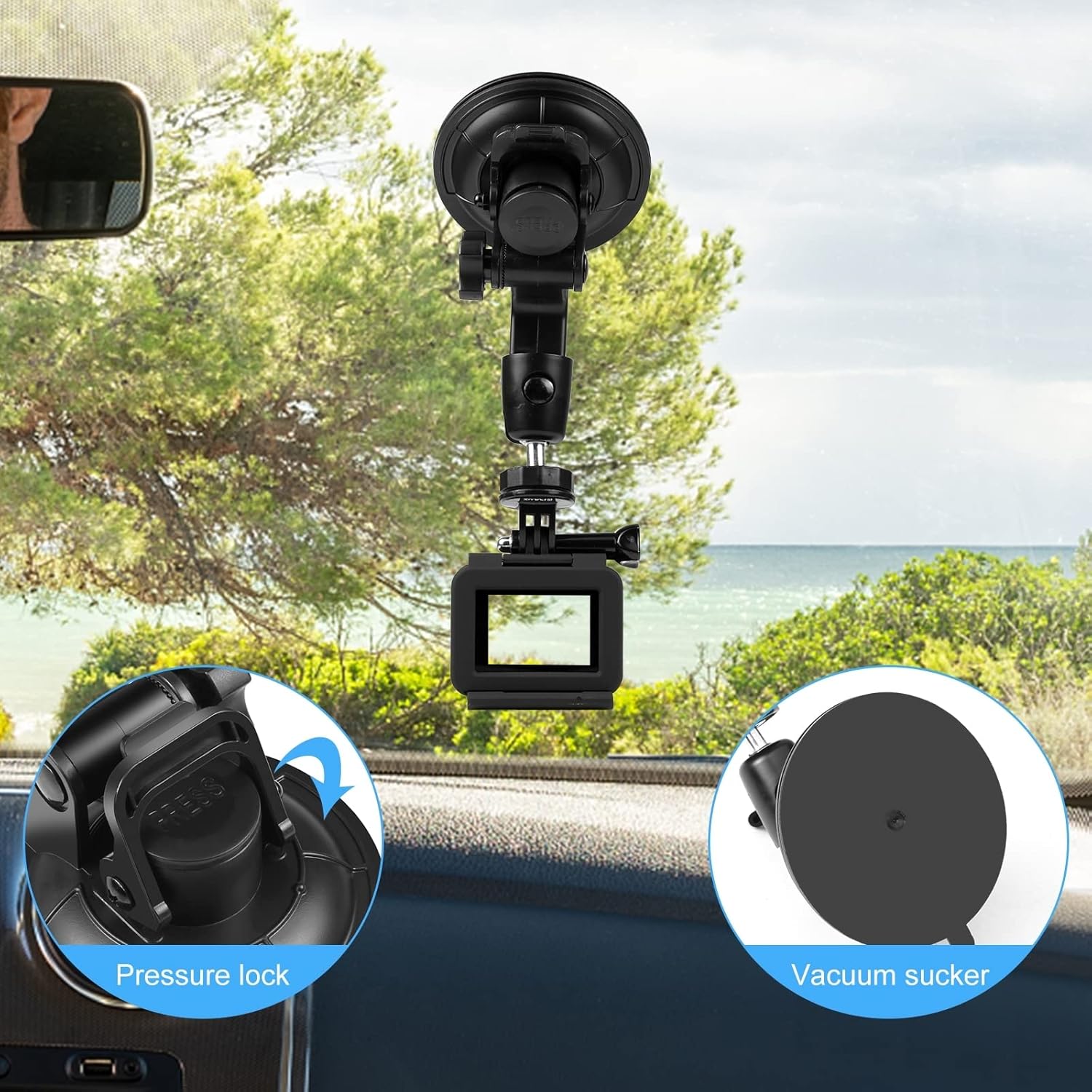 Detalle 1 de PULUZ Saugnapf-Kfz-Halterung GoPro/DJI Osmo Action