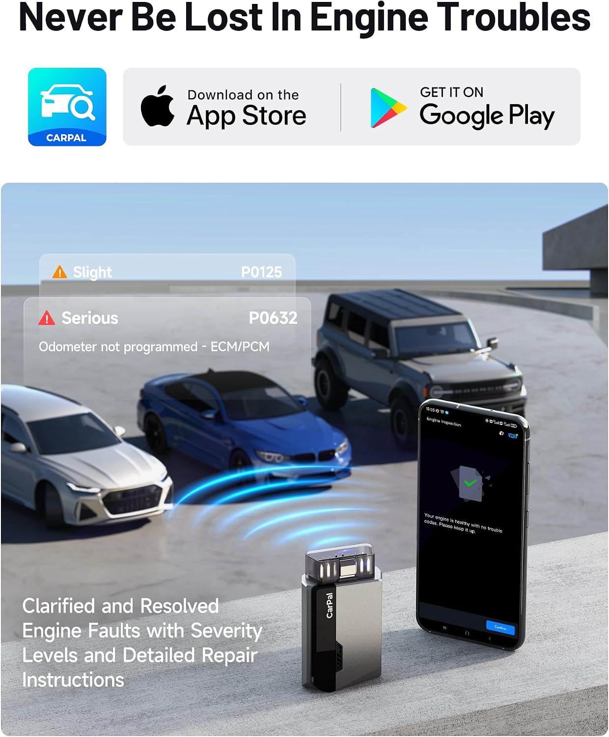 Detalle 1 de TOPDON Bluetooth OBD2 code reader CarPal