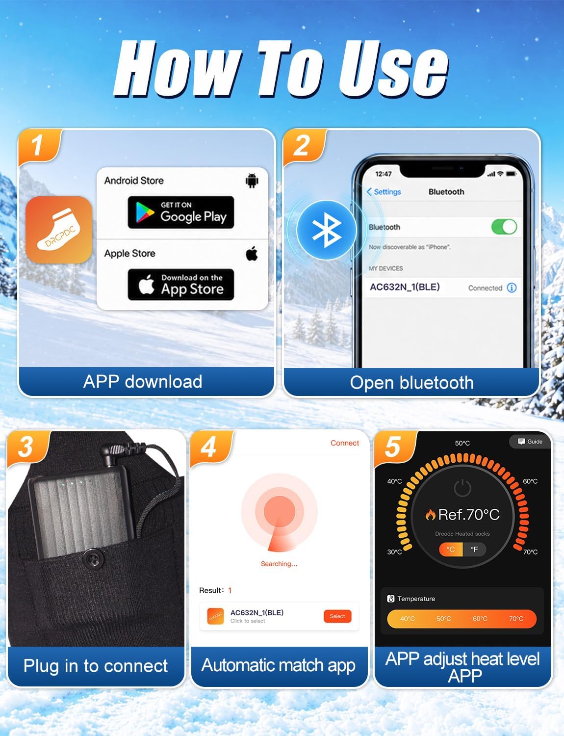 Thumbnail 1 de CHOVE HS85A Heated Socks with App Control and Dual 8500mAh Batteries