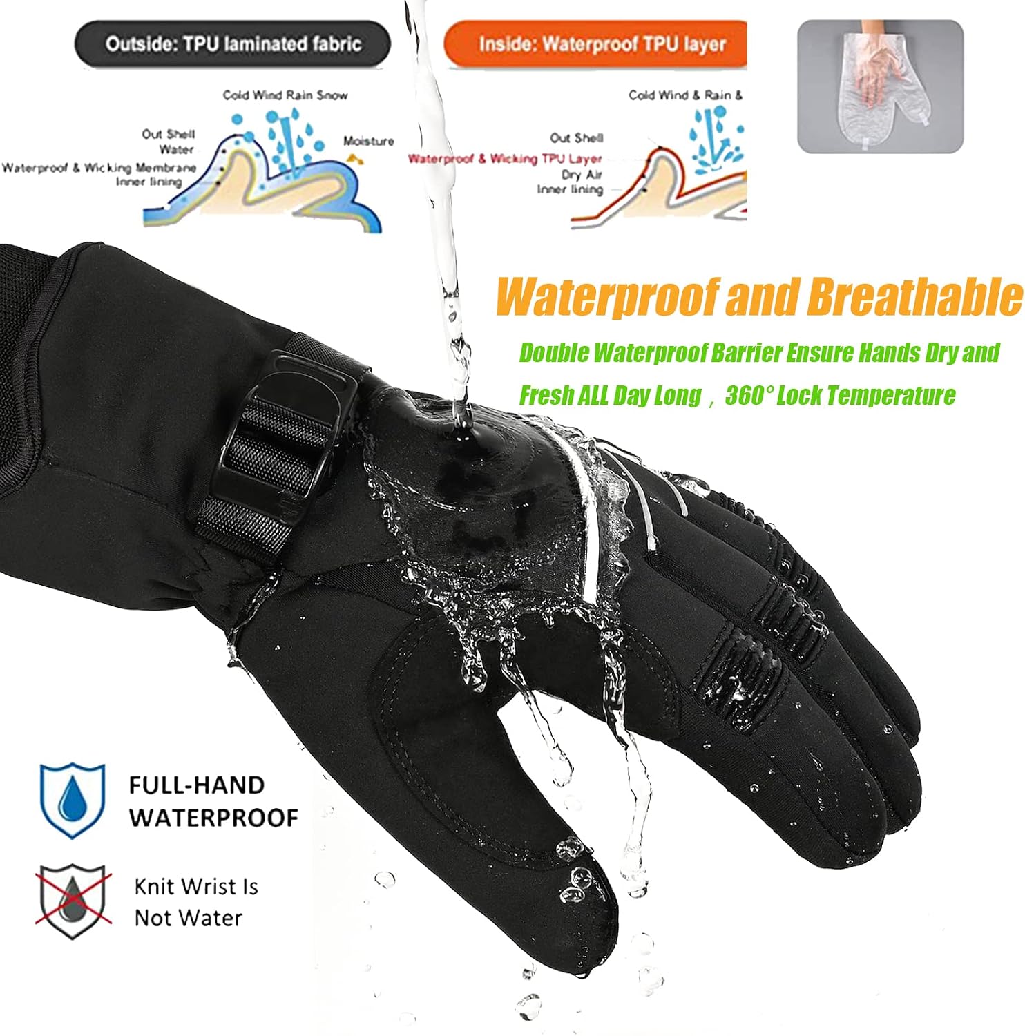 Thumbnail 2 de BIKINGMOREOK Winterhandschuhe 3M Thinsulate, wasserdicht, −30°C