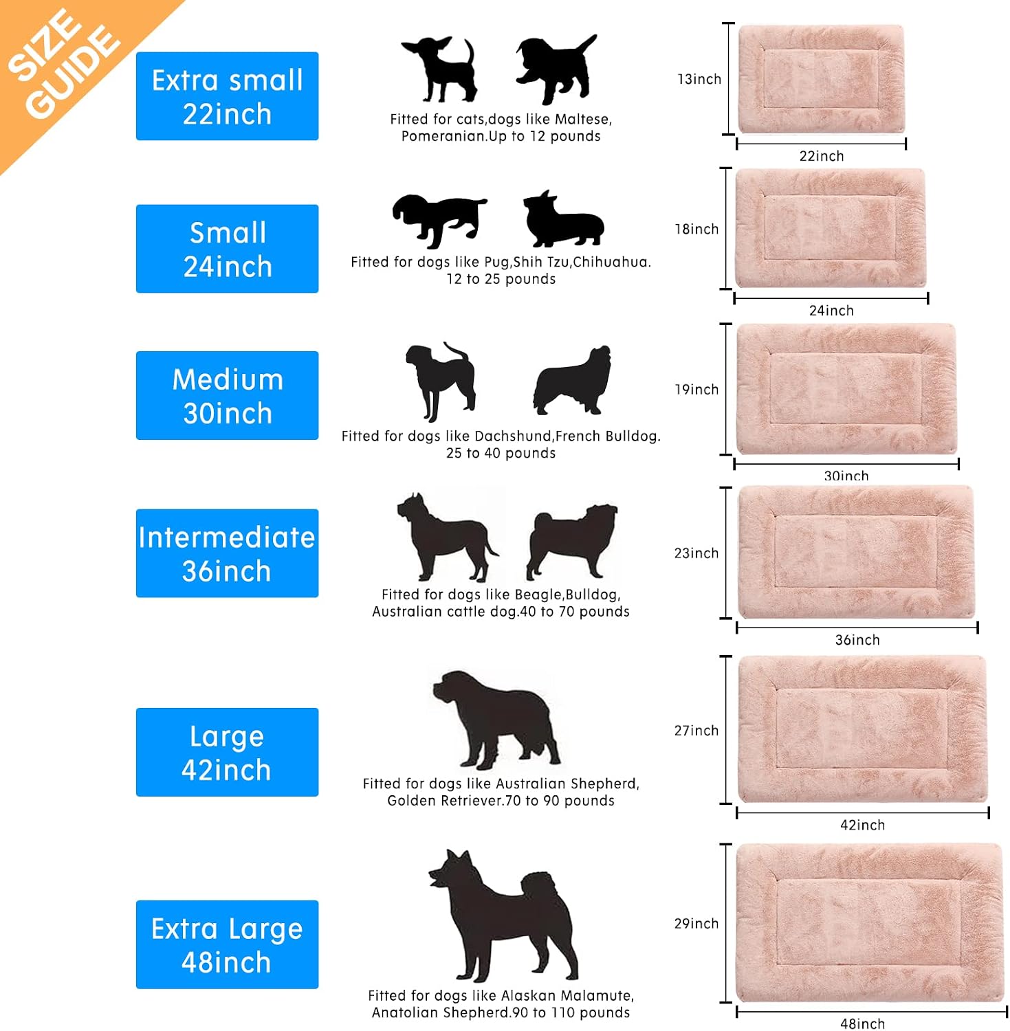 Detalle 2 de Dog Beds Crate Pad for Large Dogs – Ultra Soft, Washable, Anti-Slip Kennel Pad (42 inch, Pink)