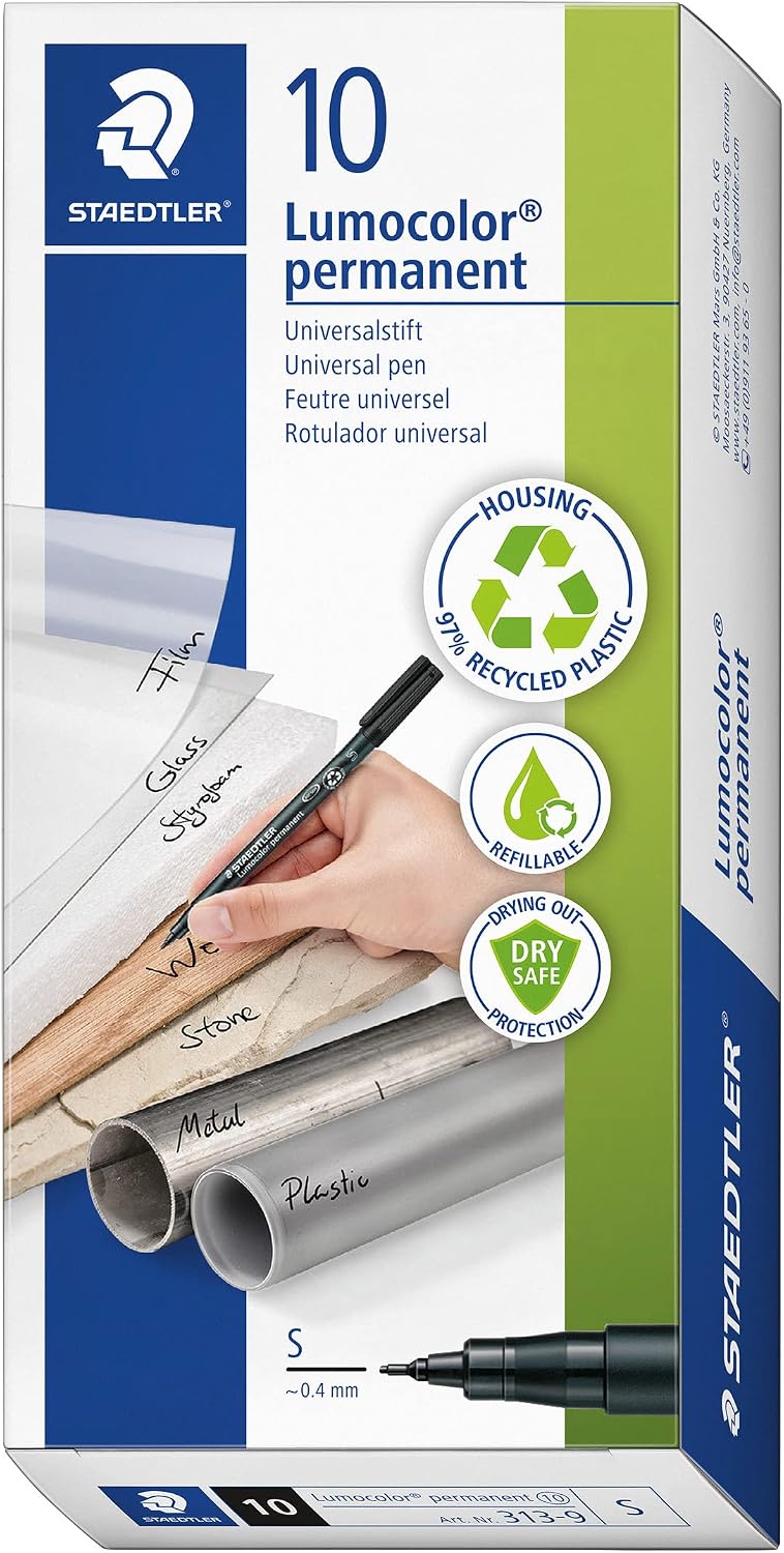 Thumbnail 5 de STAEDTLER 318-2 Lumocolor Permanent Pen, Red – Fine Line 0.6mm (Box of 10)